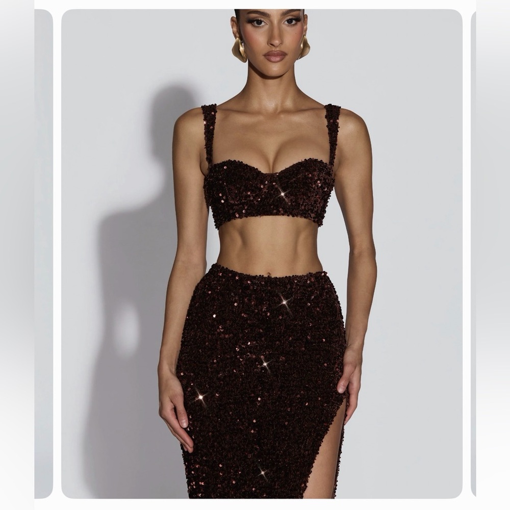Babyboo Inaya Sequin elegant Two-Piece Set in Brown